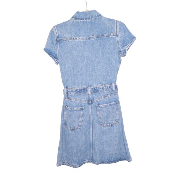 7 FOR ALL MANKIND NEW Denim Lustre Belted Mini Dress Volcano Blue Women's XS - Picture 7 of 14